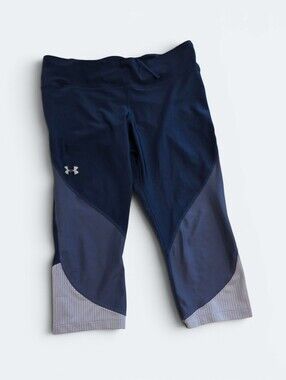 Under Armour HeatGear Colorblock Capri Leggings Navy Blue Gray Size XL